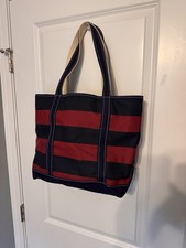 Vintage LL Bean Boat and Tote Canvas Bag 80s 90s Striped
