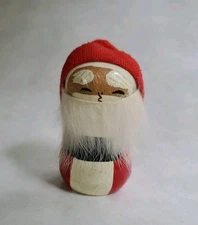 Japanese Wooden Kokeshi Santa Claus Figurine Vtg PAN AM Airlines