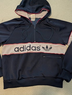 Vintage 80's Adidas Dark Blue Sweatshirt Size XL Hoodie Quarter 1