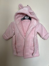 V by Very Baby Girl Pink Hodded Robe Dressing Gown Age 6 To 9 Months