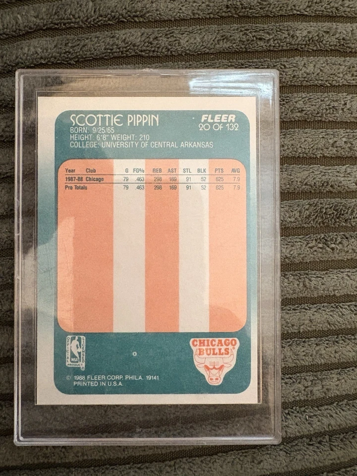 Fleer 1988-89 - Scottie Pippen #20 nombre mal escrito como Pippin en la parte posterior (RC) Foto 2 de 2