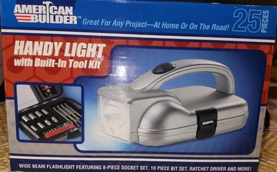 American Builder ~ Handy Flash Light With Built-In Tool Kit 25 Pieces
