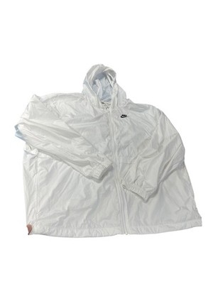 Nike Womans White Hooded Windbreaker Light Rain Jacket SZ 3X SKU 9454