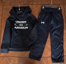 Under Armour Boys Black 2-Piece Fleece Hoodie  Pants Set Size 7 Polyester