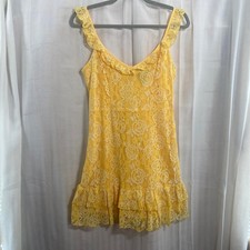 Forever 21 Yellow Lace Ruffle Mini Dress Women's S Romantic Brunch Date Summer