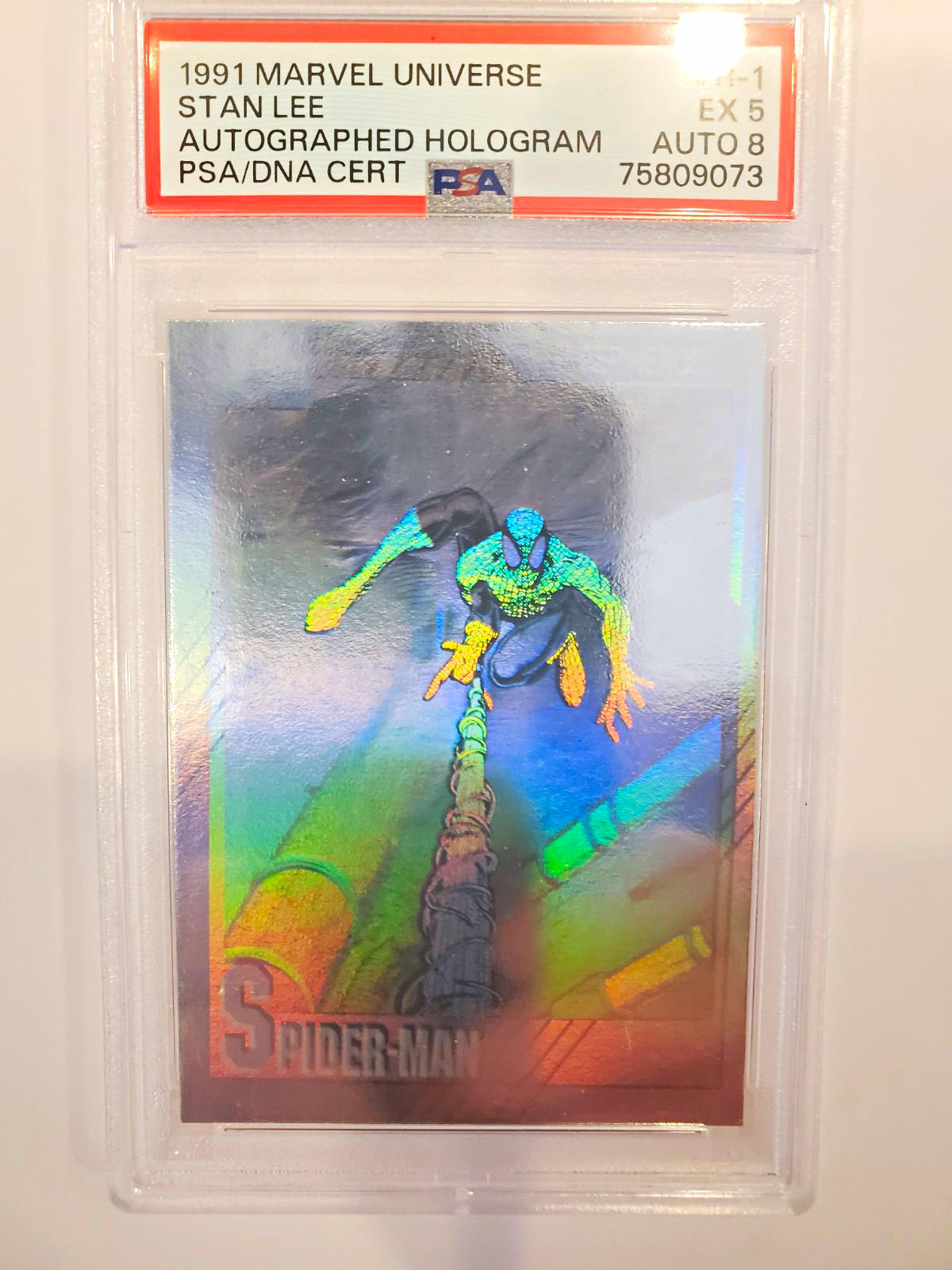 STAN LEE AUTOGRAPH SPIDER-MAN Impel 1991 Marvel Universe H-1  Hologram Stan Lee