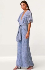 Finders Keepers Womens Blue Floral Print Jumpsuit Zip Closure Wide Leg RRP  180