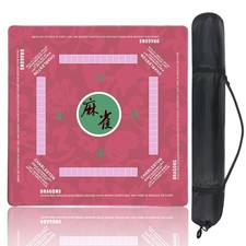 Mahjong Mat Noise Reducing with Rules, 33.5x33.45 Inch Non-Slip Mah Jongg Tab...