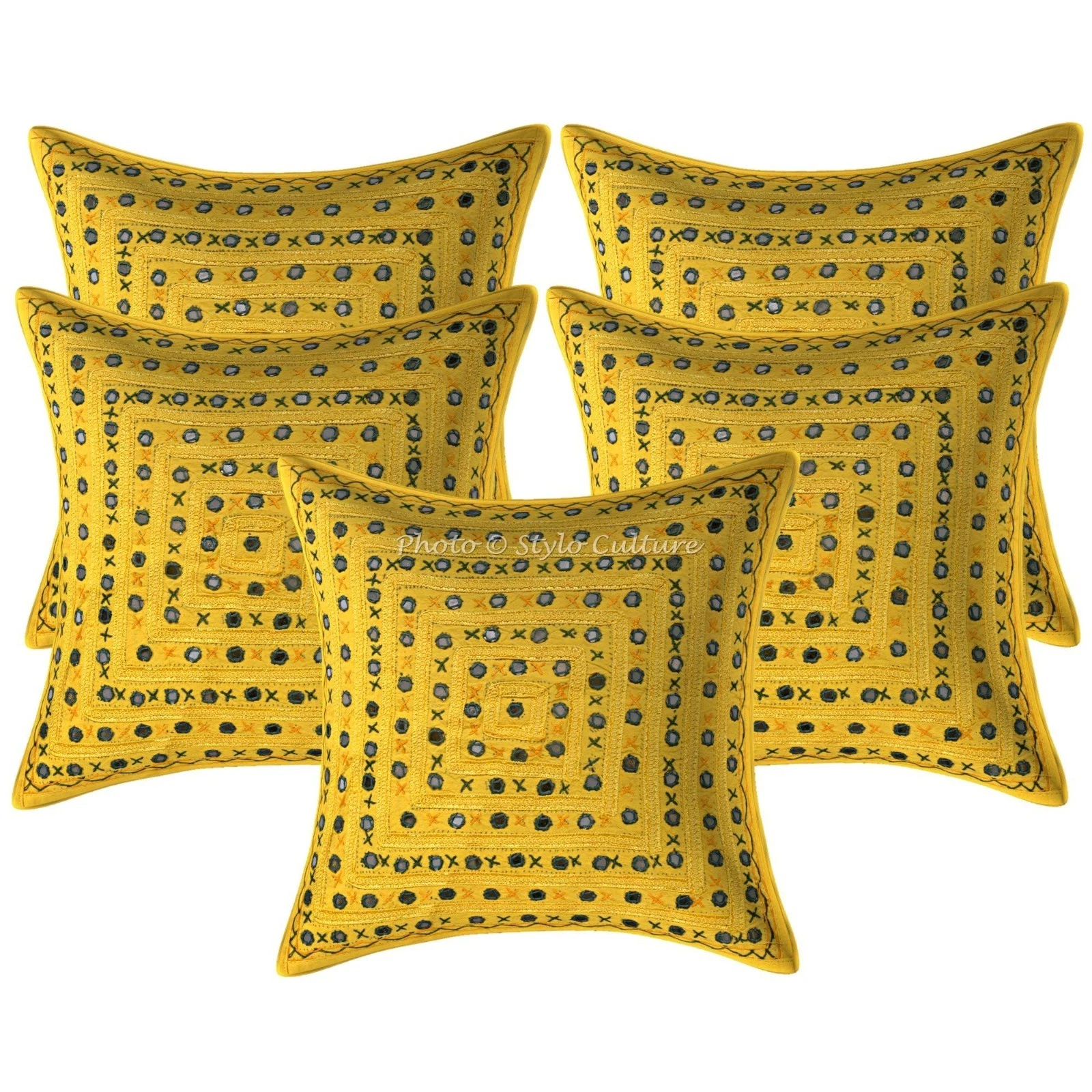 Bohemian Cotton Throw Pillow Covers Embroidered Mirror Lace Geometric Home Decor