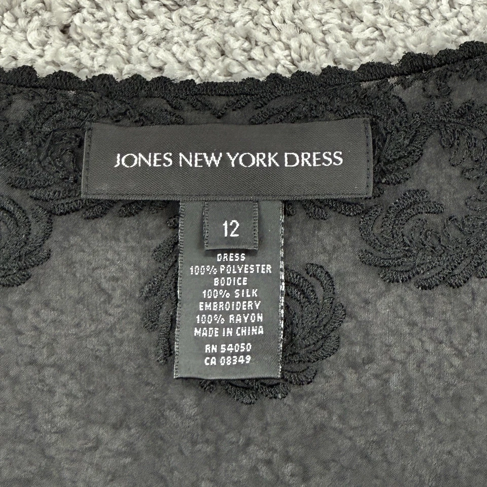 VTG Y2K Jones NY Dress Womens 12 Black Babydoll Whimsigoth Fairy Grunge Beads - Image 2 of 4