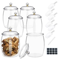 6 Pcs Plastic Candy Jars with Lid, 42 Oz, Stylish