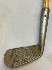 Antique J.P. Cochrane Co Edinburgh Fancy Face Mashie Hickory Shaft Golf Club I3