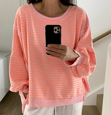 Sweatshirt Sweater Shirt  Oversize 36 38 40 42 44 Neon Orange Rosa