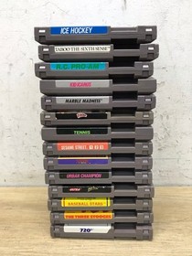Nintendo NES 14 Game Lot Hockey, Taboo, Baseball, Three Stooges Etc