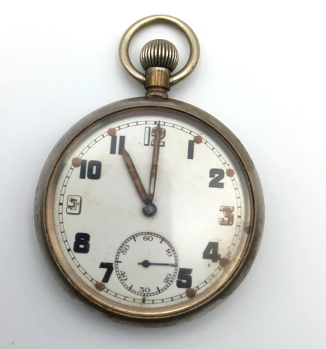 WW2 15 Jewel Swiss Record Cal 433 Military issued G.T.S.P Arrow Pocket Watch