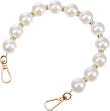 Pearl Purse Chain, 14 Inch Pearl Bag Charm Bead Purse Handle Strap Chain Charms