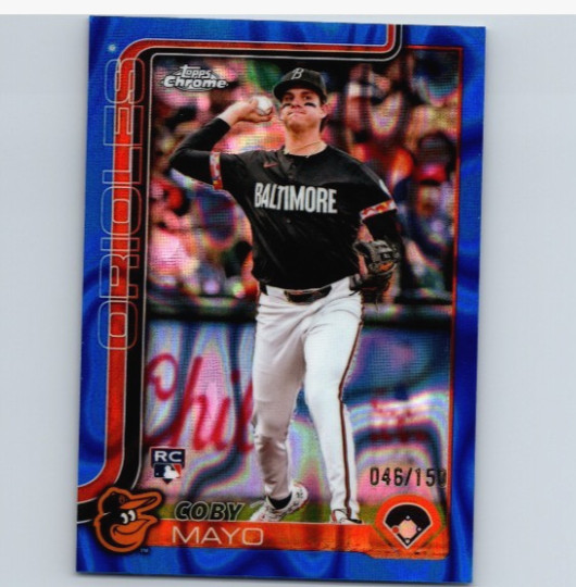 Coby Mayo 2025 Topps Chrome Rookie Blue Lava Refractor #120 /150 RC Mint