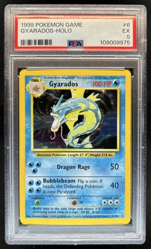 1999 Pokemon Unlimited Gyarados Rare Holo #6/102 PSA 5
