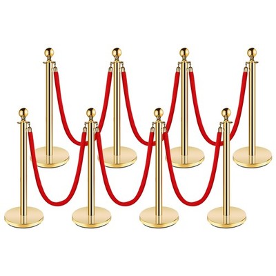 GARVEE 37'' Gold Stanchion Posts with 5ft Red Rope, VIP Line & Event Barrier Set