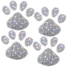 BBTO 4 Pcs Bling Paw Print Car Decal Dog Paw Print Stickers Bling Rhinestone 