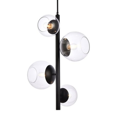 Elegant Lighting LD654D18 Wells 4 Light 18''W Pendant - Black