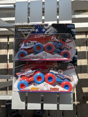 Monster Jam Diecast Stars And stripes Sparkle smash Zombie Dragon Monster Mutt