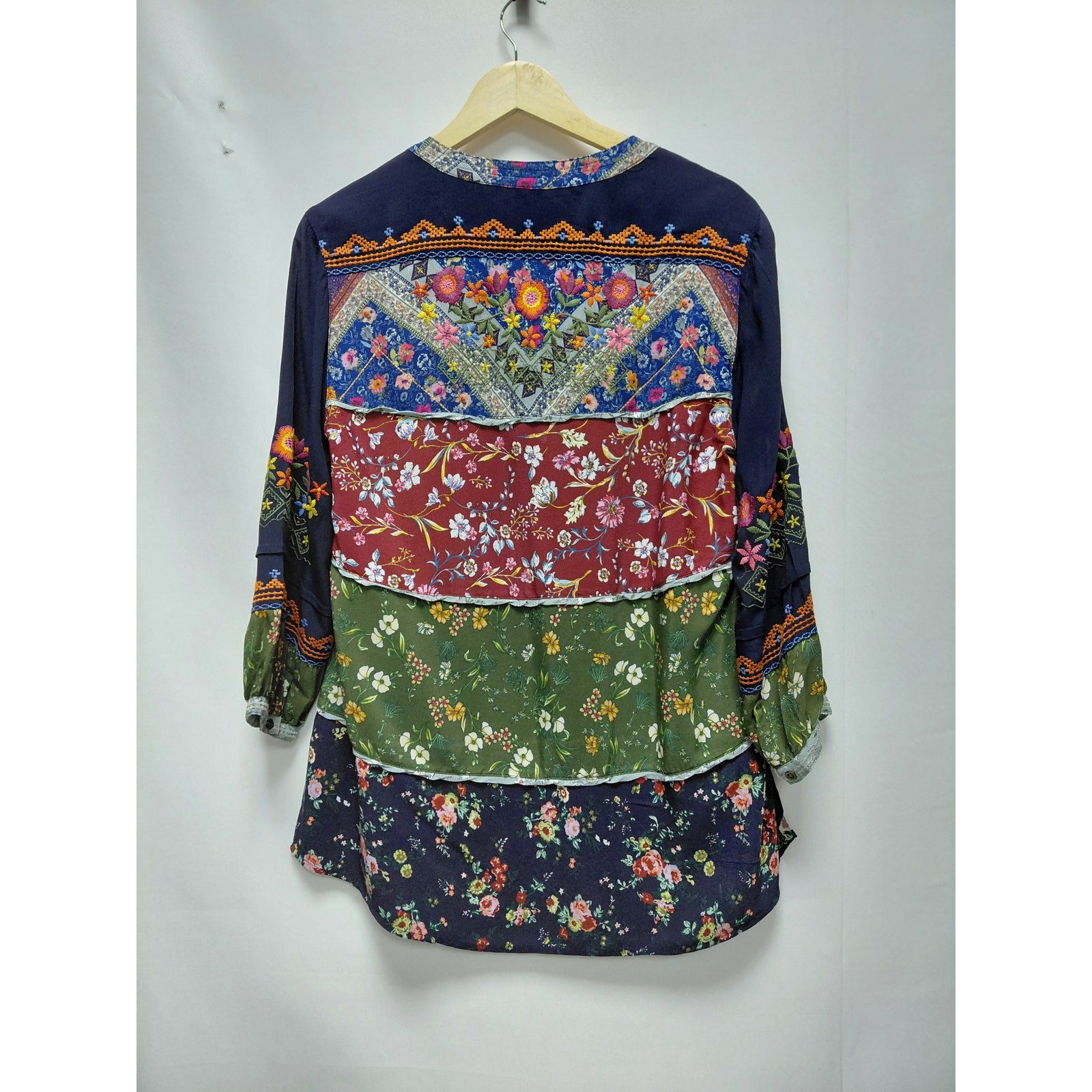John Mark Multicolor Embroidered Boho Patchwork T… - image 2