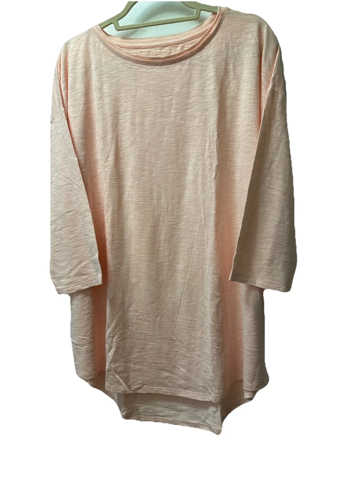 Chico's Ultimate Tee SZ 3 Pink Hi/Low Hem Cotton Modal L/S Stretch Pullover NWT