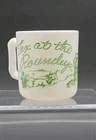 Tex at the Roundup Green Vintage Hazel Atlas Milk Glass Coffee Cup