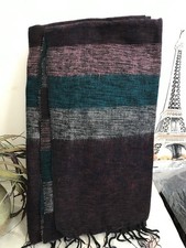 Multicolor Striped Maroon Mixed Himalayan Yak Wool Shawl Blanket Throws