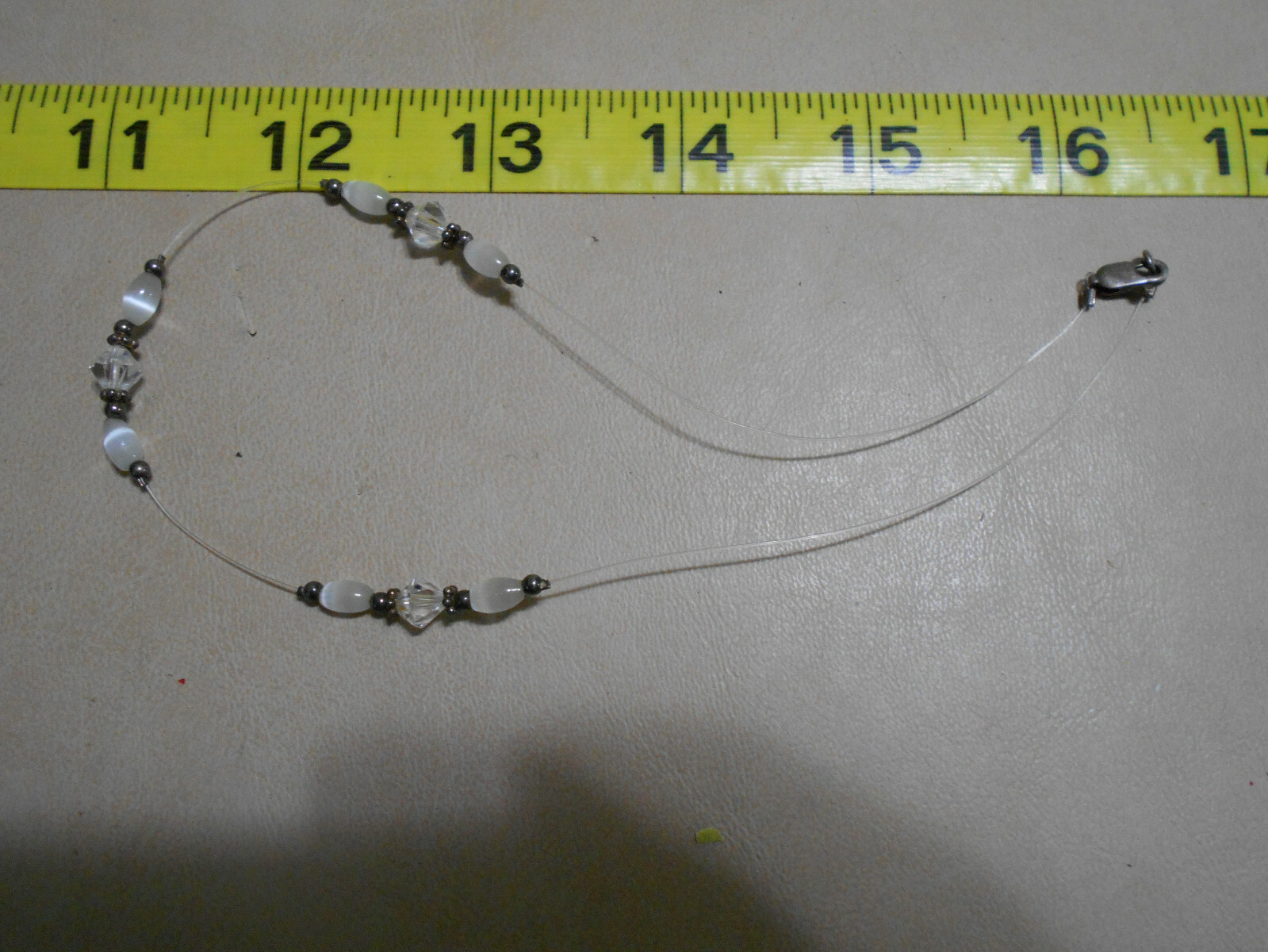 Sterling Silver String Necklace with Selenite or … - image 1