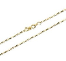 10K Yellow Gold Solid Box Chain Necklace Lobster Claw 1mm wide 16 - 24 Inch