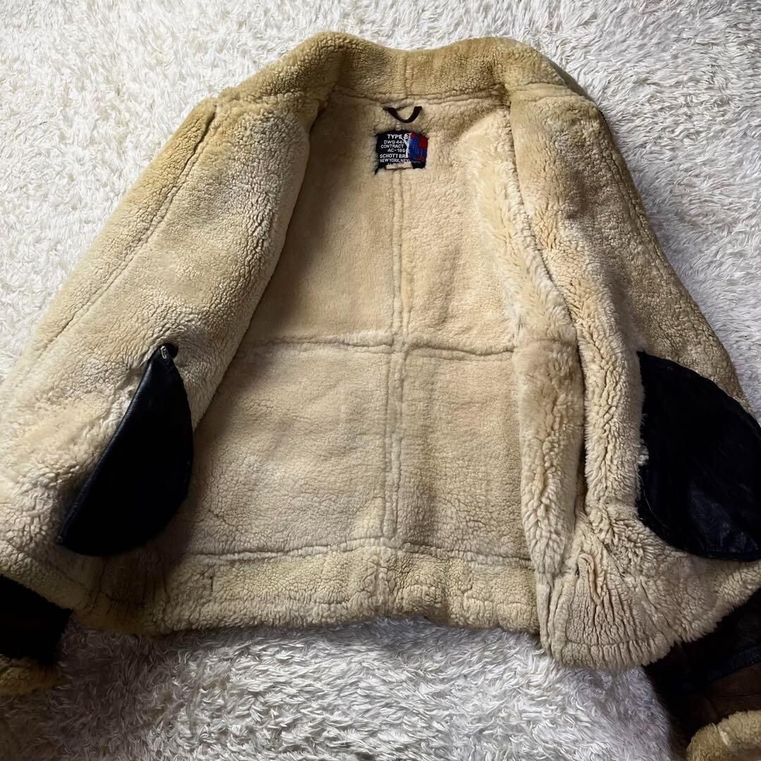size 42✨Schott B-3 Shearling jacket Leather Bomber Brown