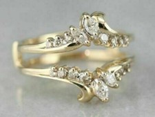0.50Ct Lab-Created Diamond Enhancer Wedding Wrap Guard Ring 14K Yellow Gold Over