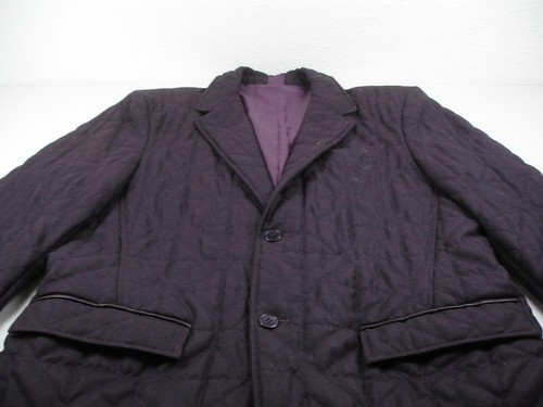 Mens 44L Versace sz 54 Purple Wool Quilted Jacket Blazer Sport Coat Leather Trim - Picture 8 of 21