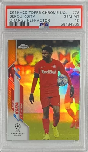 2019-20 Topps Chrome UCL #78 Sekou Koita #05/25 Orange Refractor PSA 10 Gem Mint