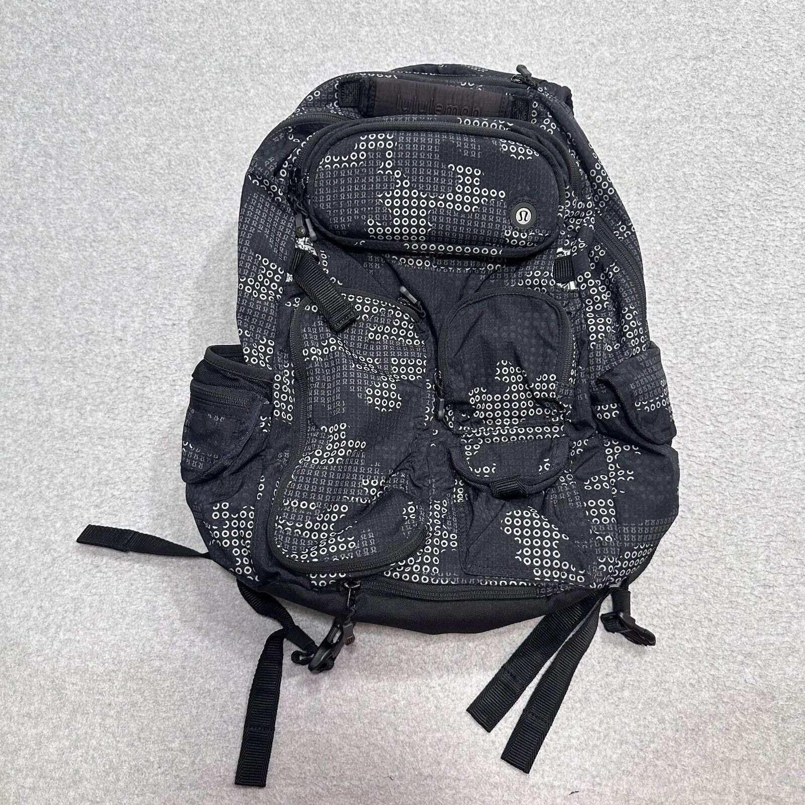 Lululemon Black Digital Camo All Over Logo Field Utility Military Backpack