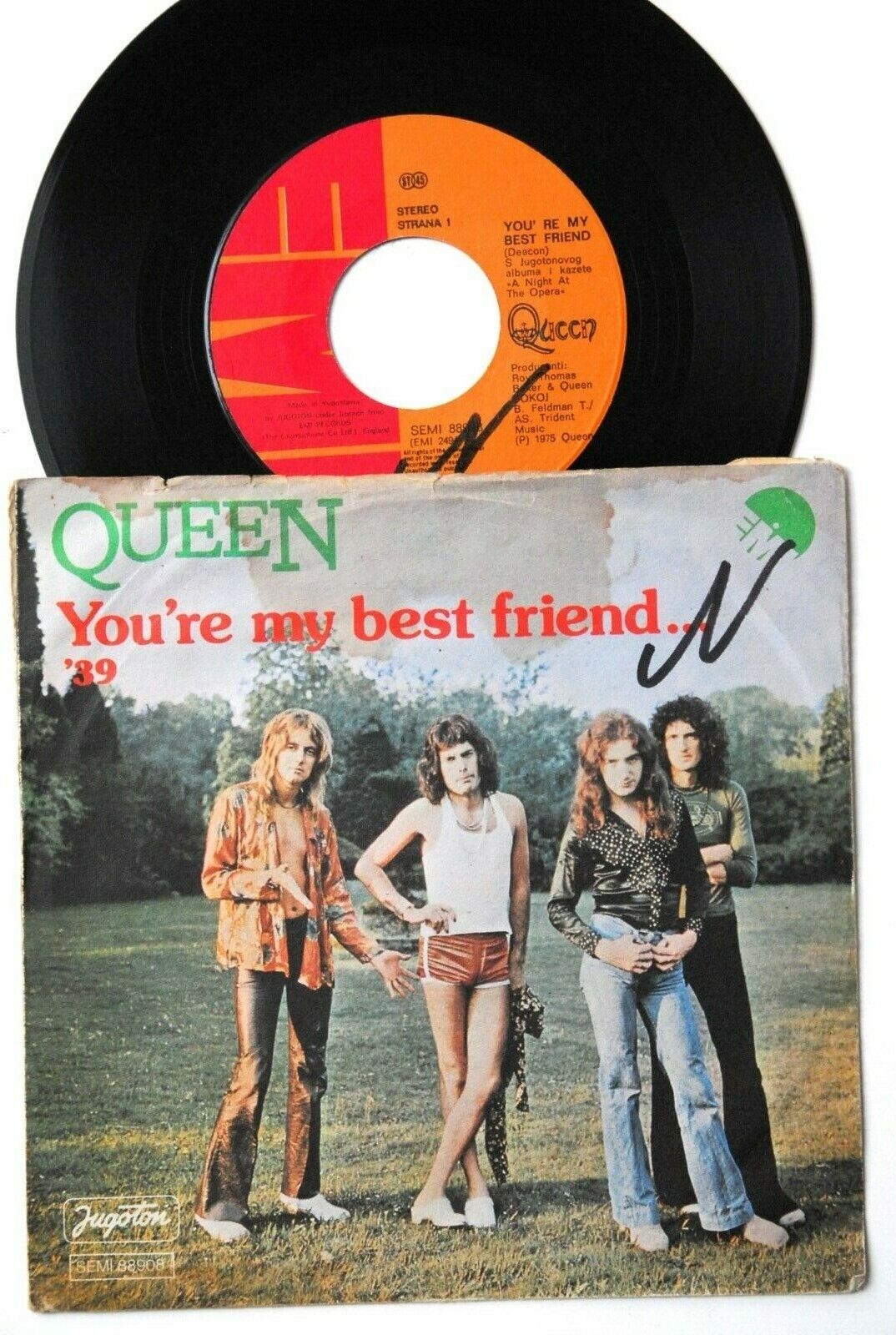 QUEEN YOU'RE MY BEST FRIEND '39 1975 RARE EXYUGO 7“PS