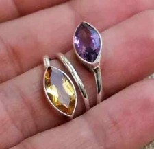 Amethyst Gemstone 925 Sterling Silver Handmade Statement Ring All Size R256