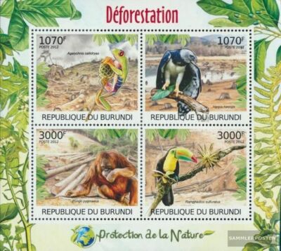 Burundi 2012 – Hoja Bloque De 4 Sellos De Libélulas Africanas (2773-2776) Nuevo Con Goma Original MNH, Para Coleccionistas
