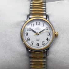 Timex Watch Women Indiglo 24mm Silver Gold Tone Date Stretch 1998 New Battery