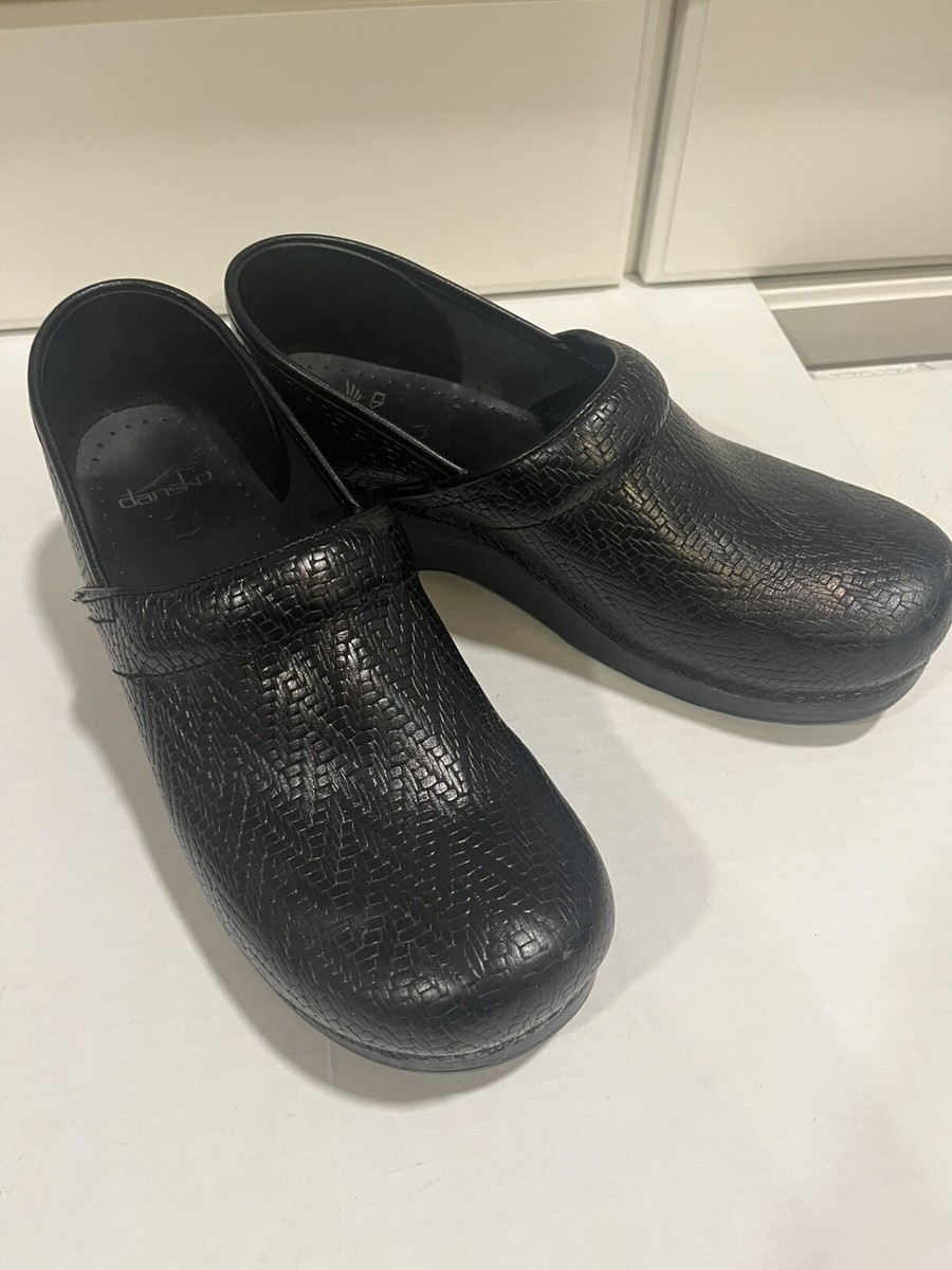 Dansko Professional Comfort Clogs Black Tooled Leather Womens 40