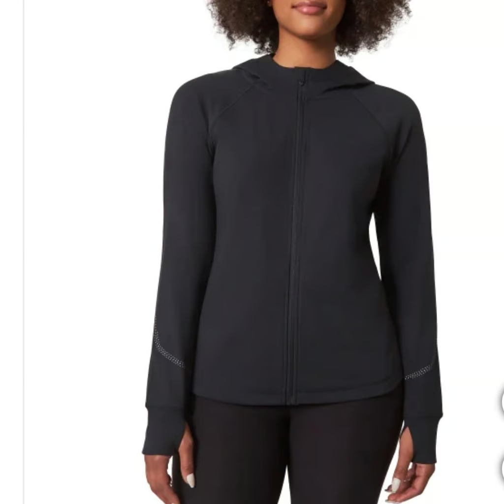 m Mondetta Ladies' Active Full Zip Jacket with Hood, Black, XXL | eBay