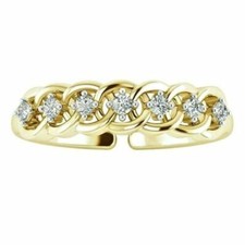 Bague d'orteil réglable femme argent 0,10 ct taille ronde véritable diamant entrelacé