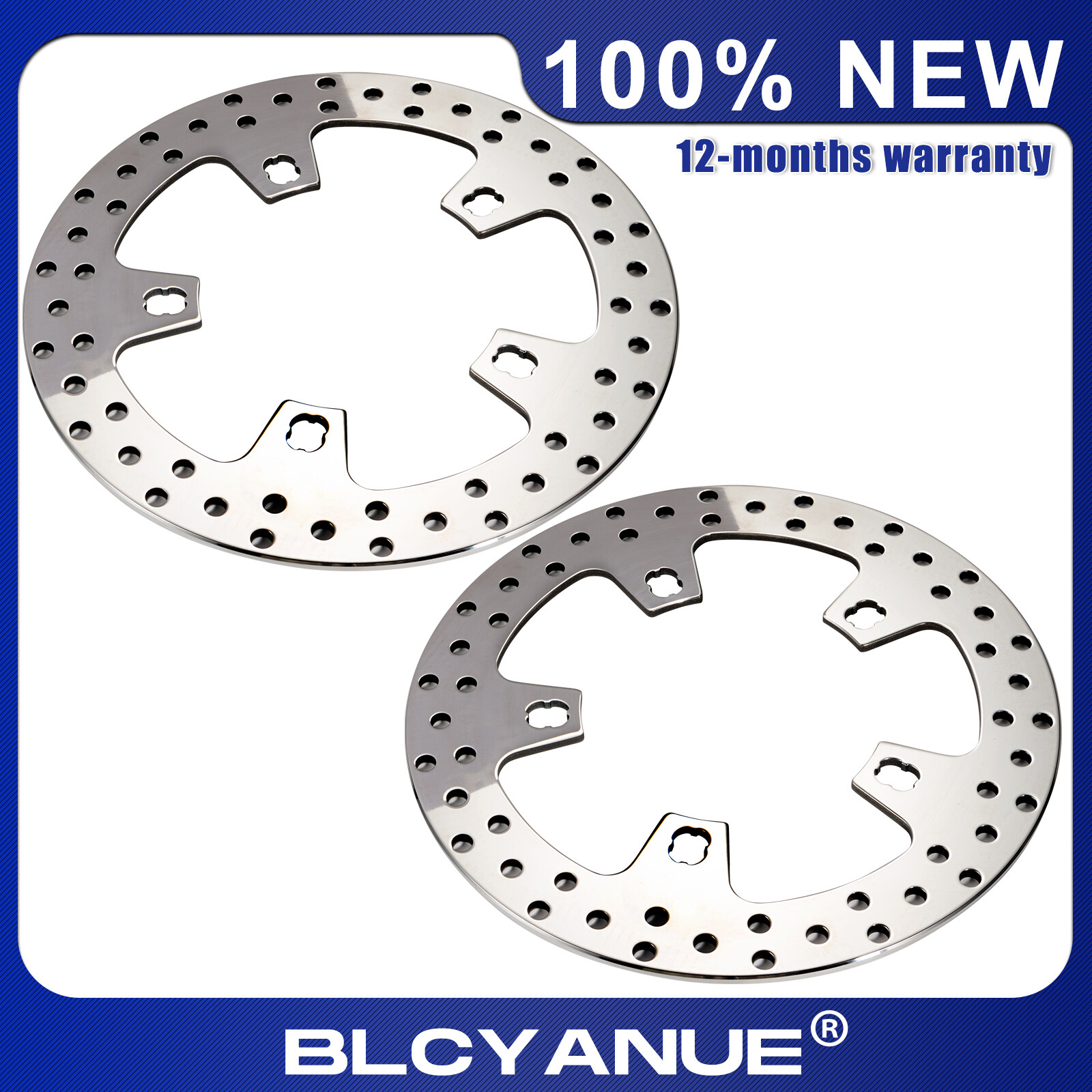 2Pcs 11.8" Front Brake Rotors Polished For Harley Touring Street Electra Glide