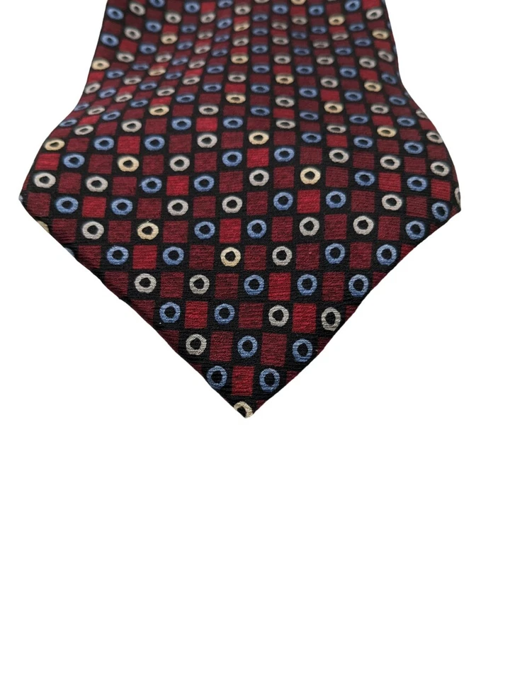 Corbata para hombre Gianfranco Ruffini 100 % seda geométrica diseñador roja, azul y blanca Foto 4 de 4