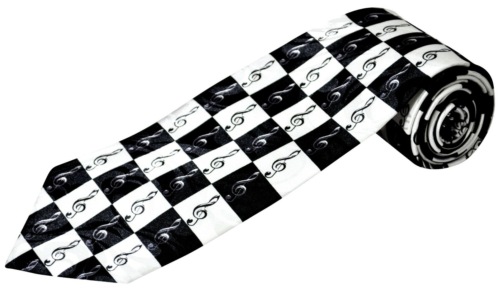 THE TIE STUDIO - Music Treble Clef in Black & White Squares Men's Novelty Tie