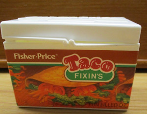 Vintage Fisher Price Taco Fixins Box Container 1988 Mexico