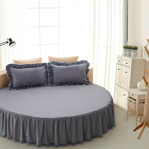 Round Fitted Sheet Cotton Quilted Bedspread Non-slip Mattress Cover Bed Skirts - Picture 23 of 37