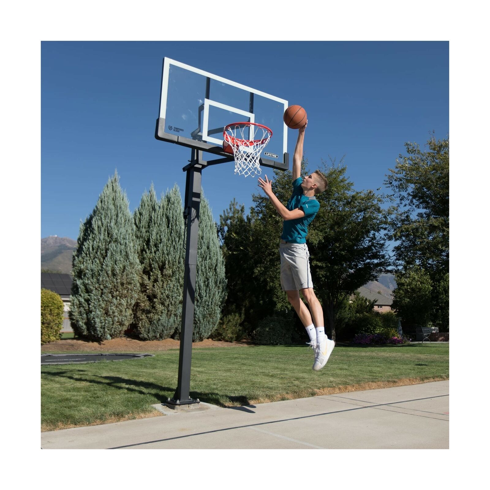 Lifetime Crank Adjust Bolt Down Basketball Hoop (54-Inch Tempered